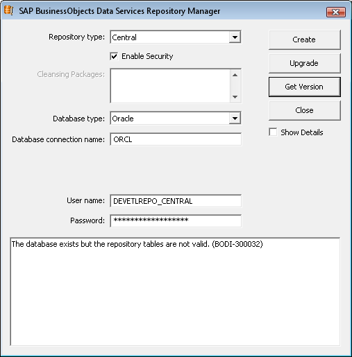 Central Repository Connection Test