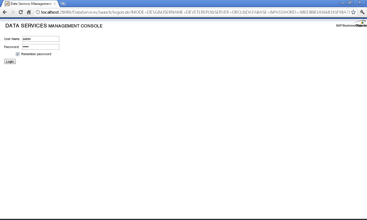 Data Services Management Console Login