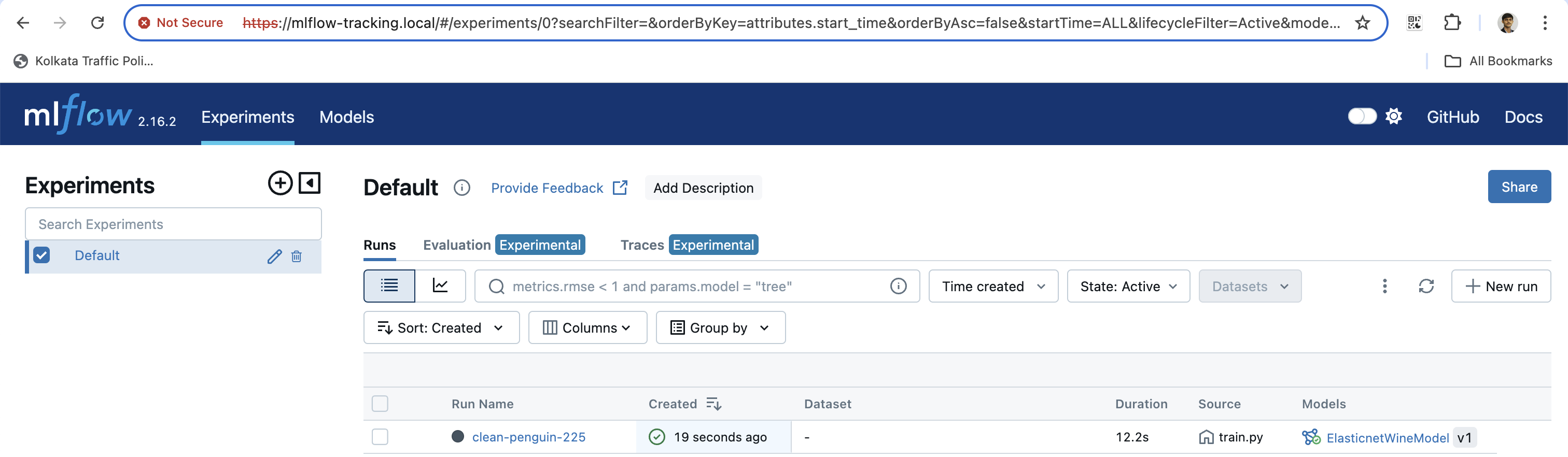 MLflow Training Runs<br>