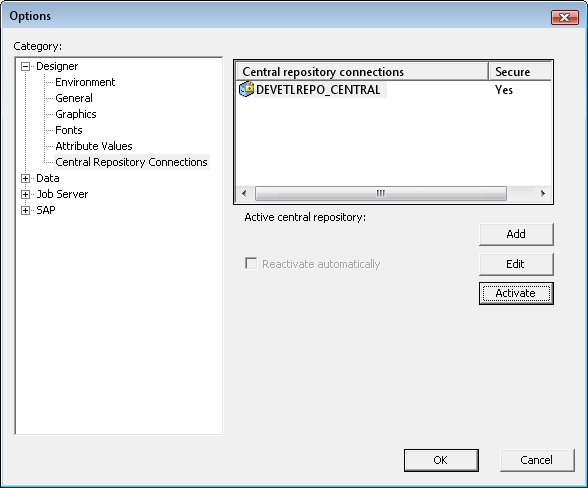 Secure Central Repository Configured