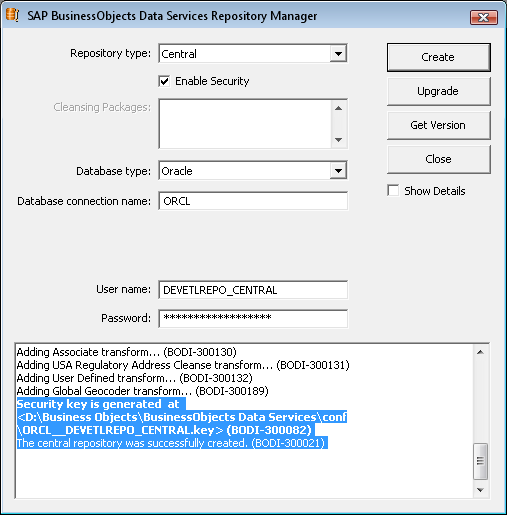 Central Repository Creation