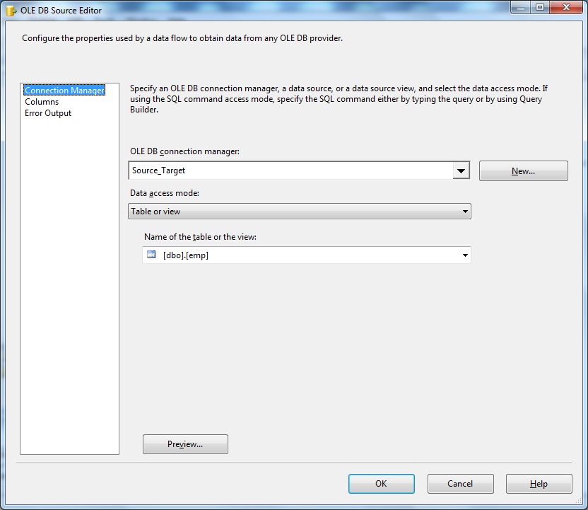 OLEDB Source- Connection Manager
