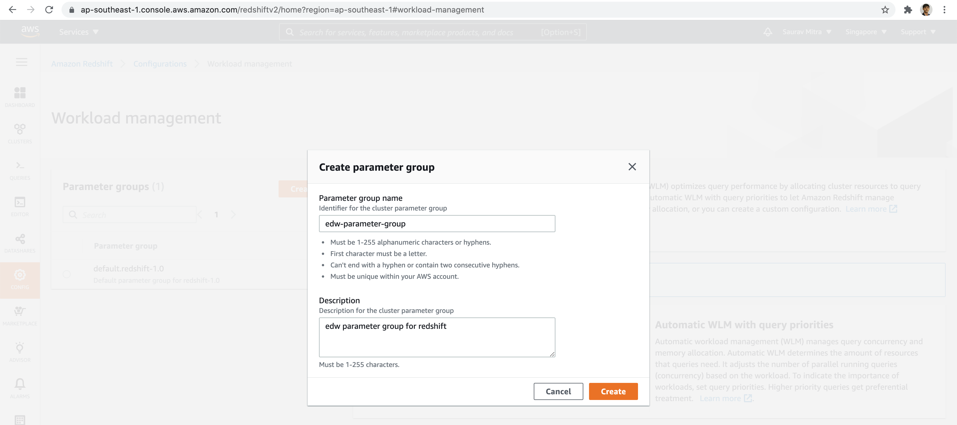 Create Parameter Group