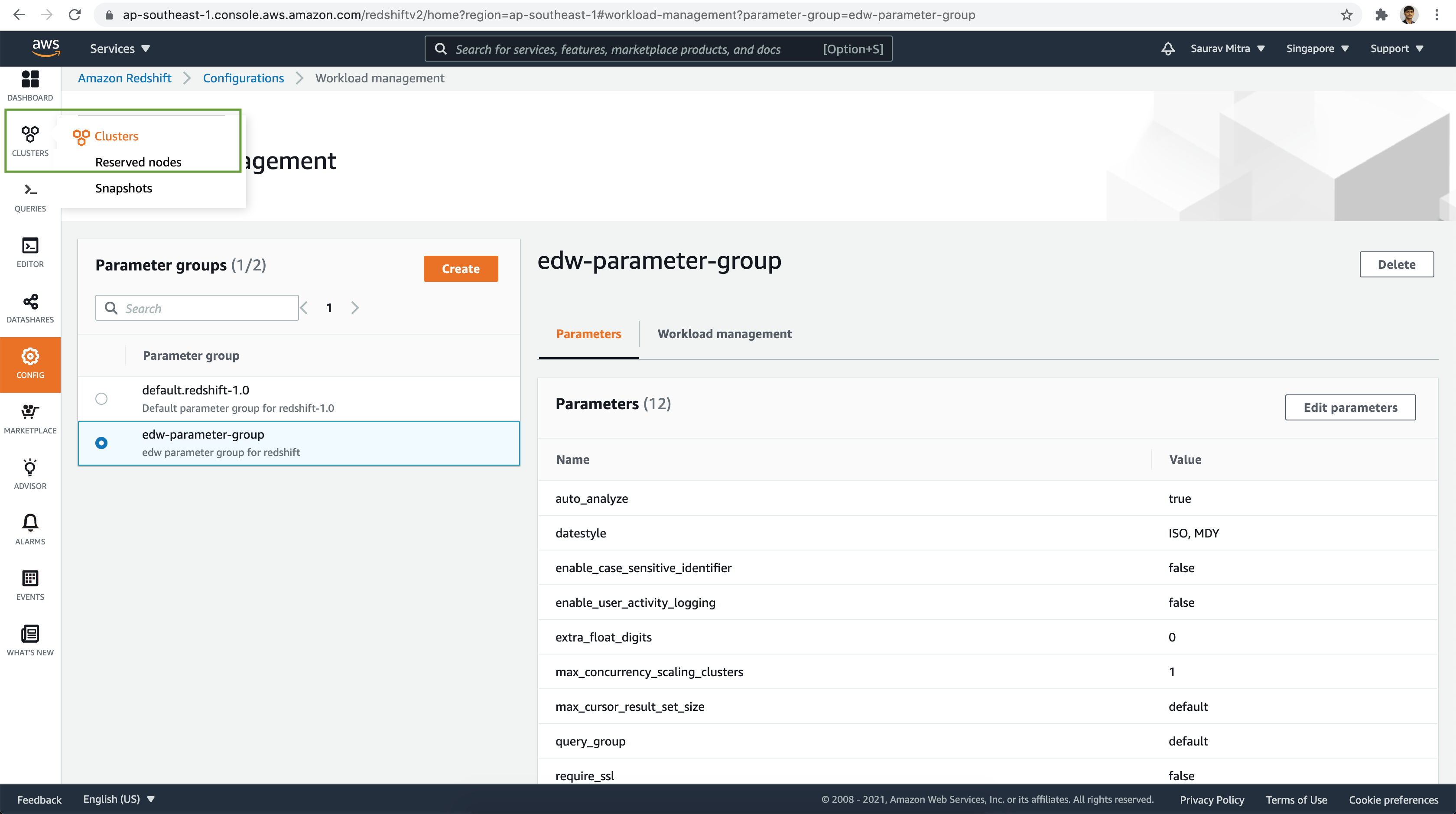 Cluster Parameter Group