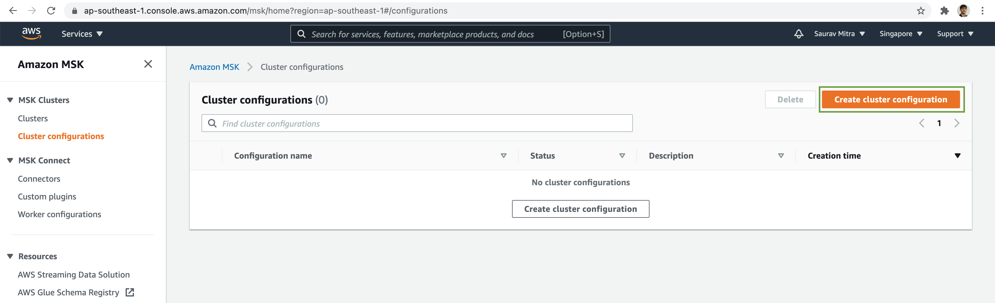 MSK Cluster Configuration