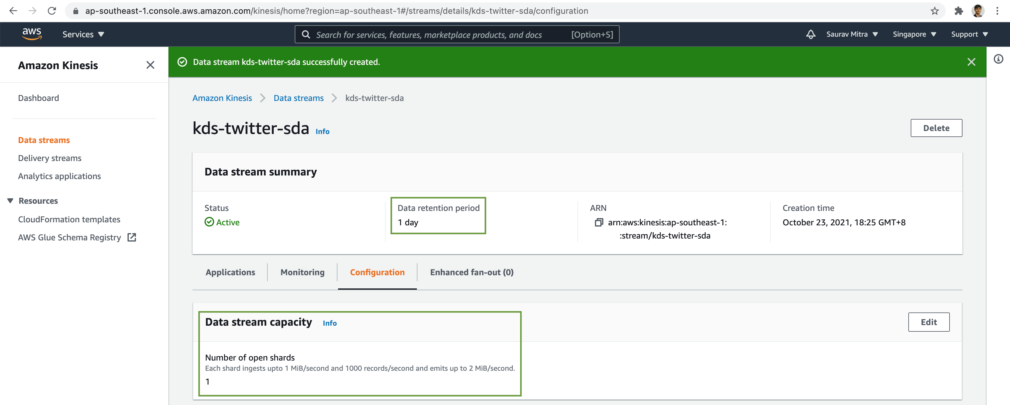 Kinesis Data Stream Configuration