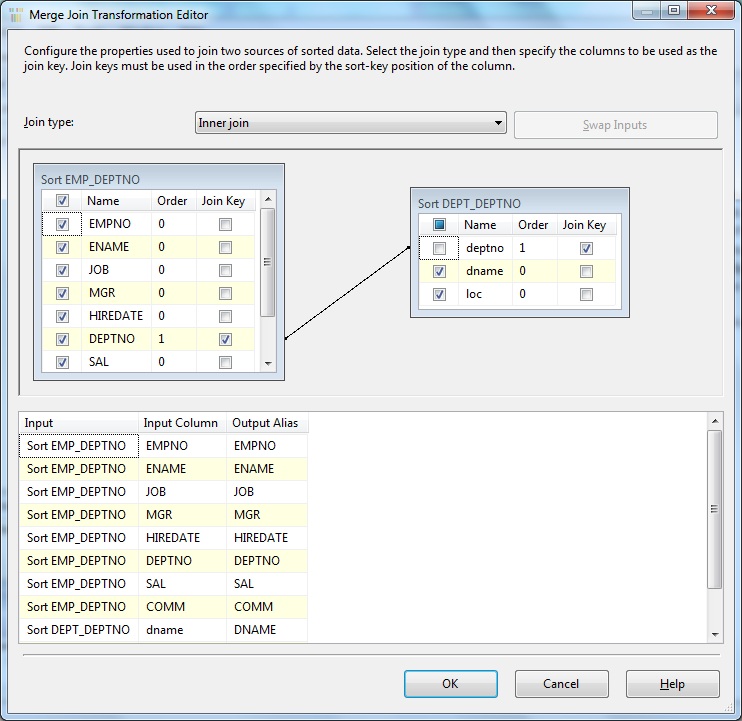 Merge Join Transformation Editor