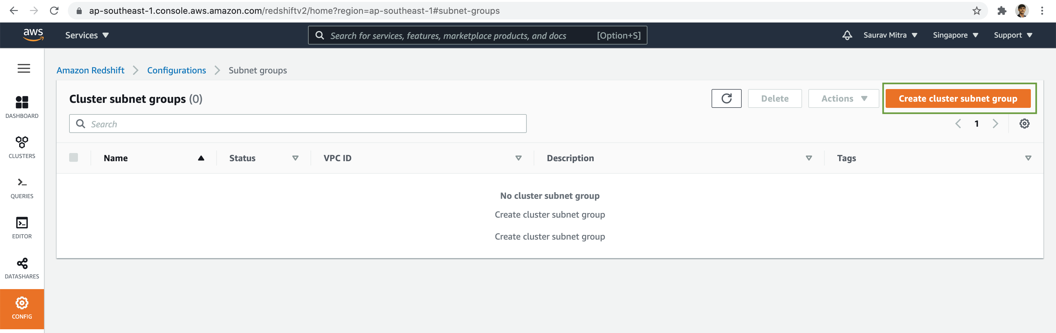 Redshift Cluster Subnet Group