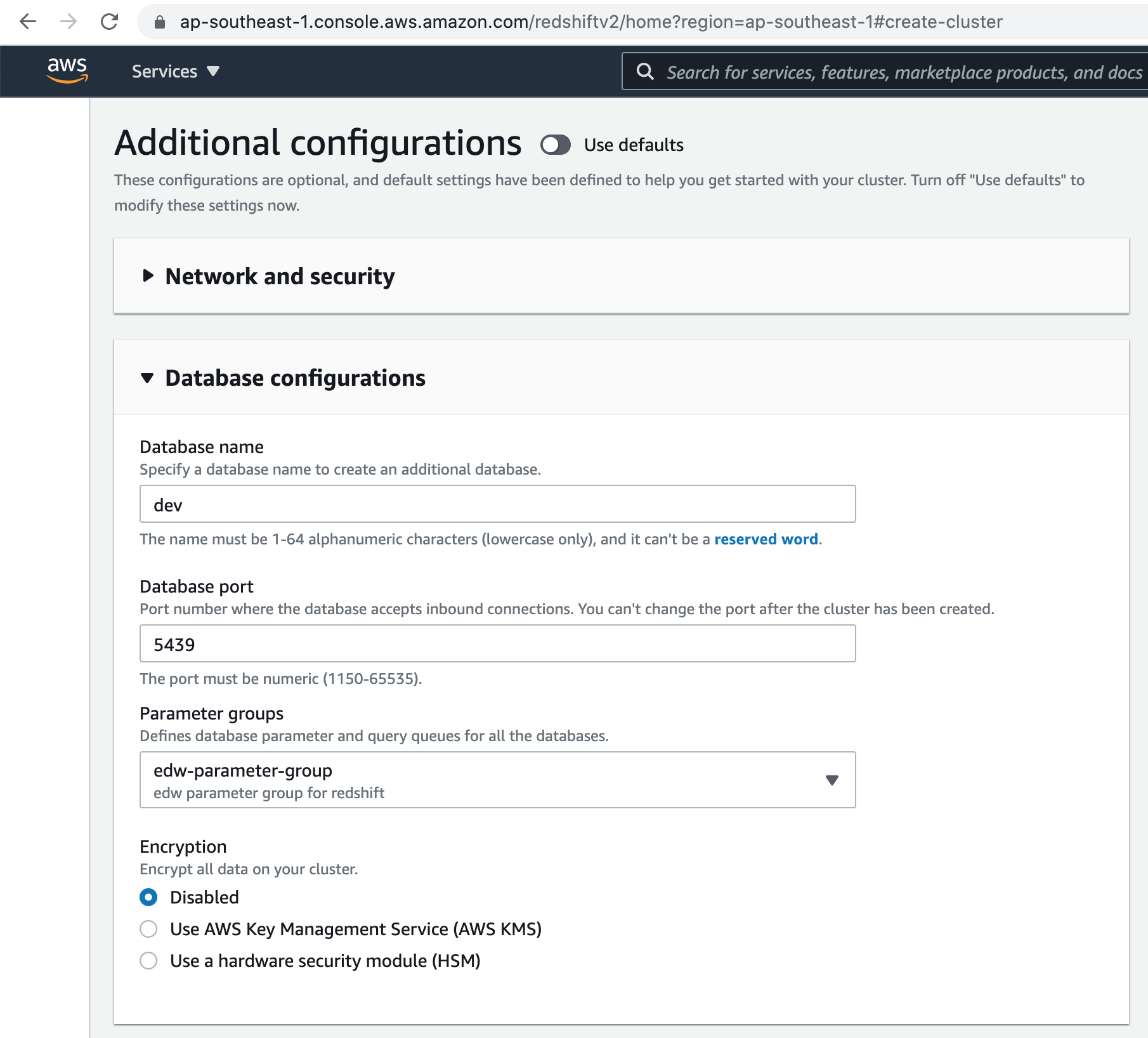 Database Configurations