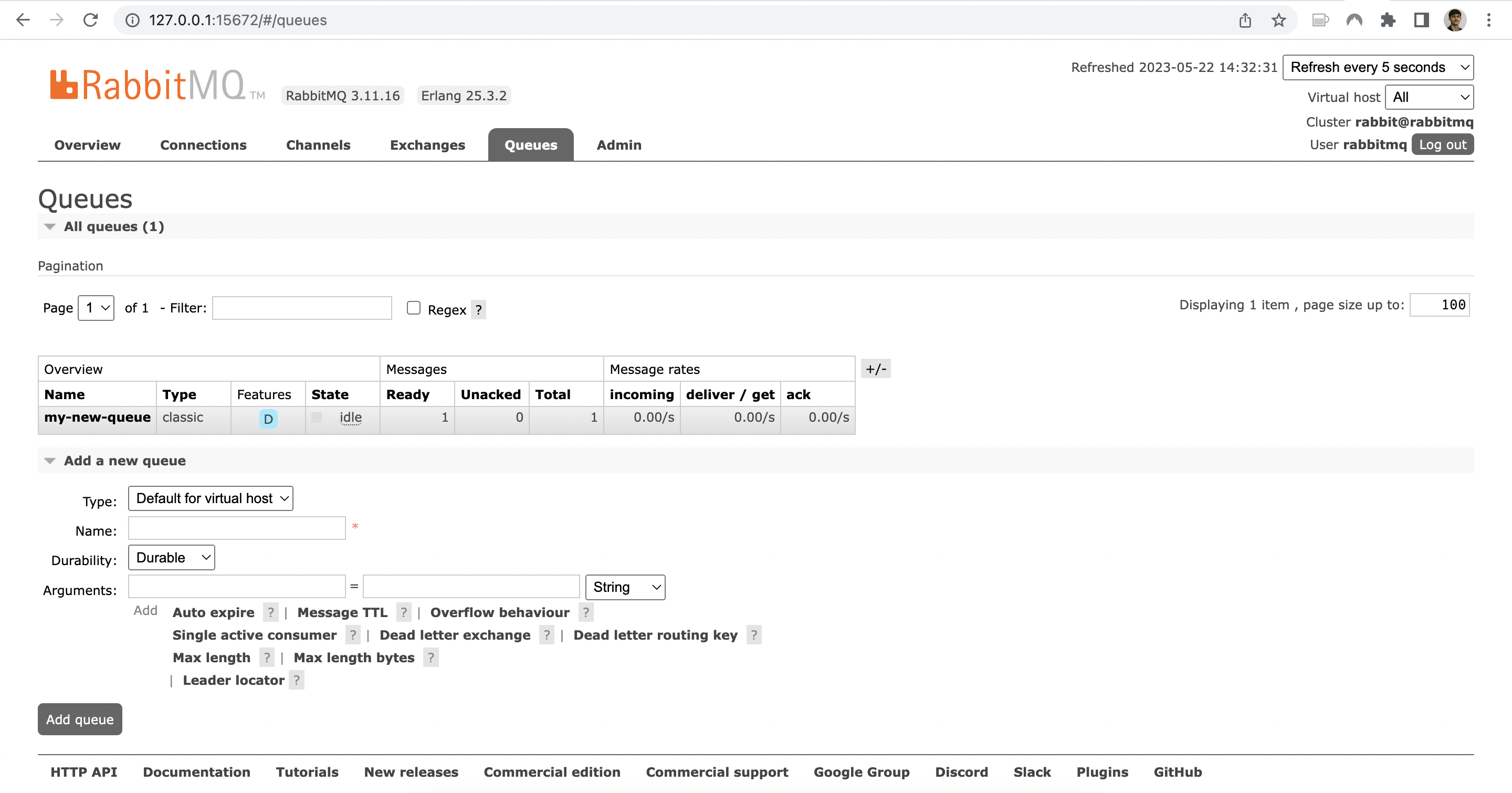 RabbitMQ management plugin<br>