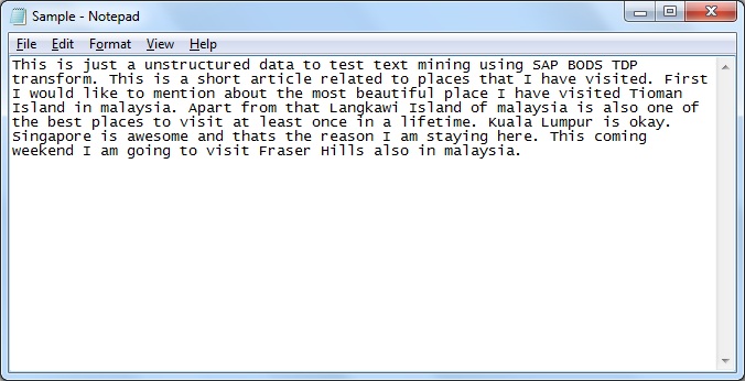 Sample Unstructured Data File