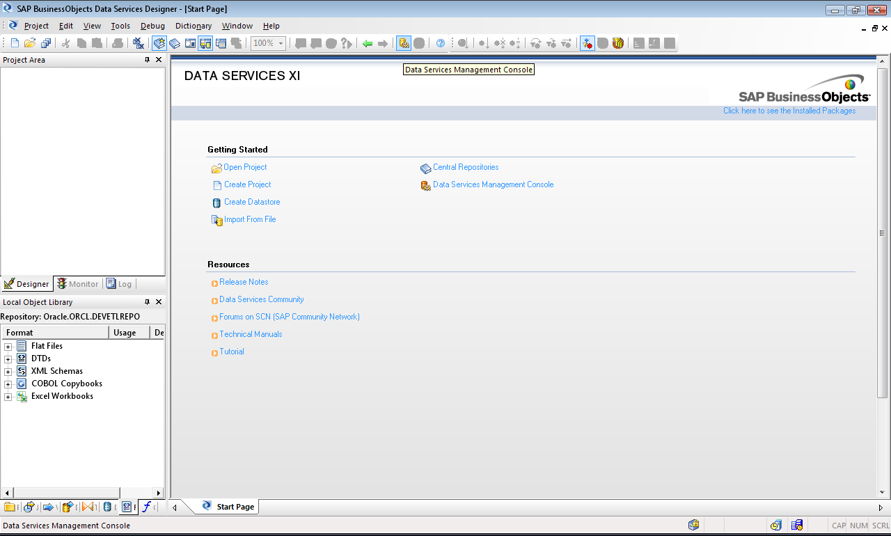 Data Services Management Console