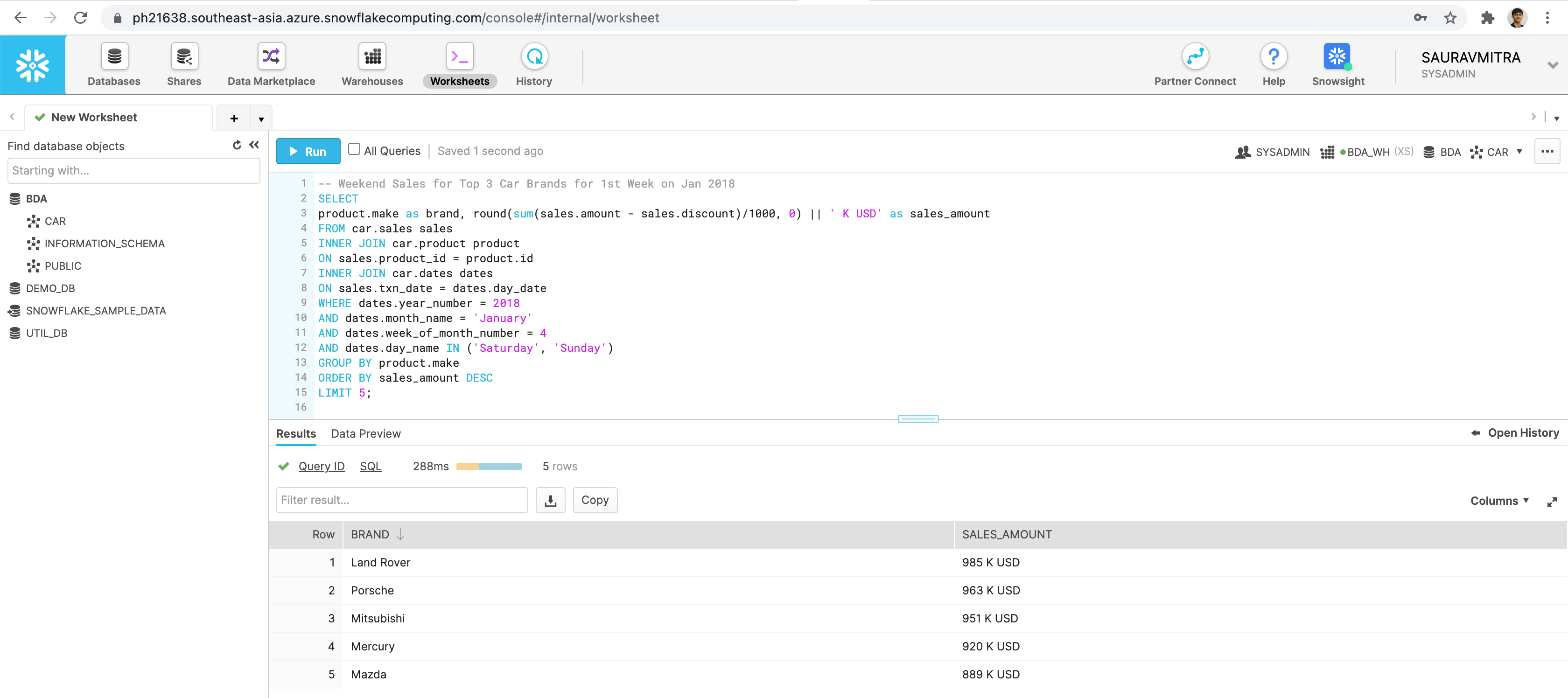 Snowflake SQL SELECT