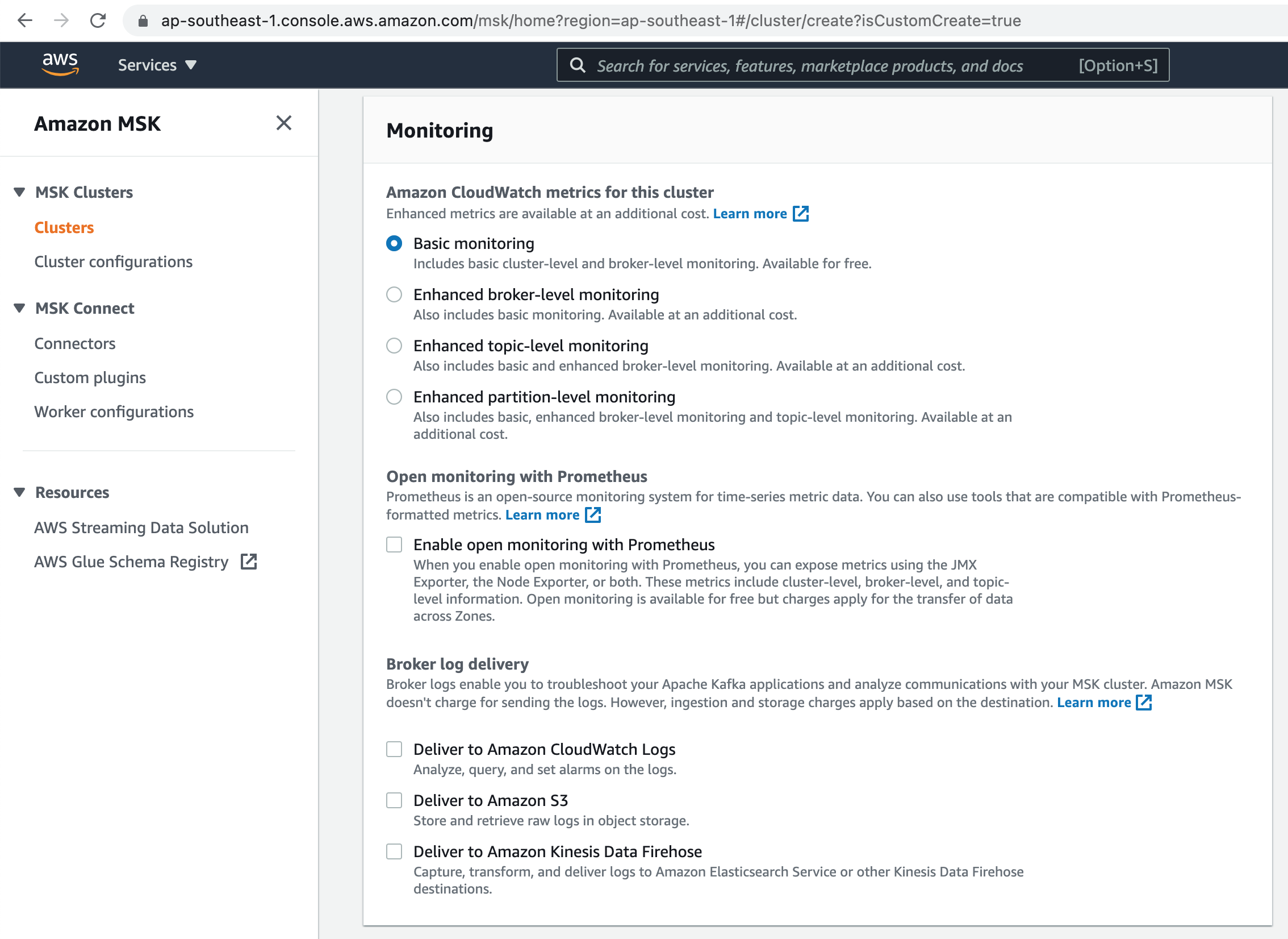 MSK Cluster Monitoring