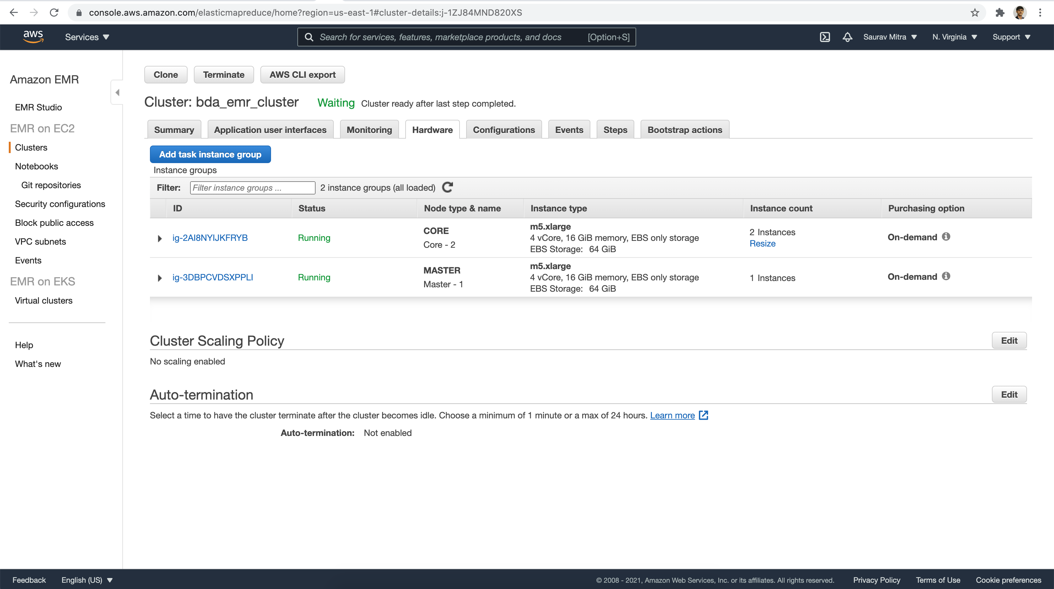 EMR Cluster Instance Groups