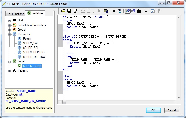 Custom Function Definition- DENSE RANK