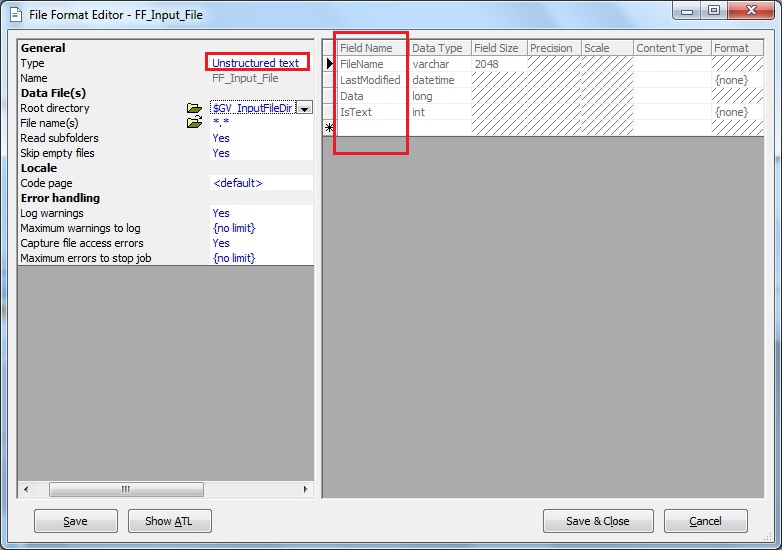 Unstructured Text File Format