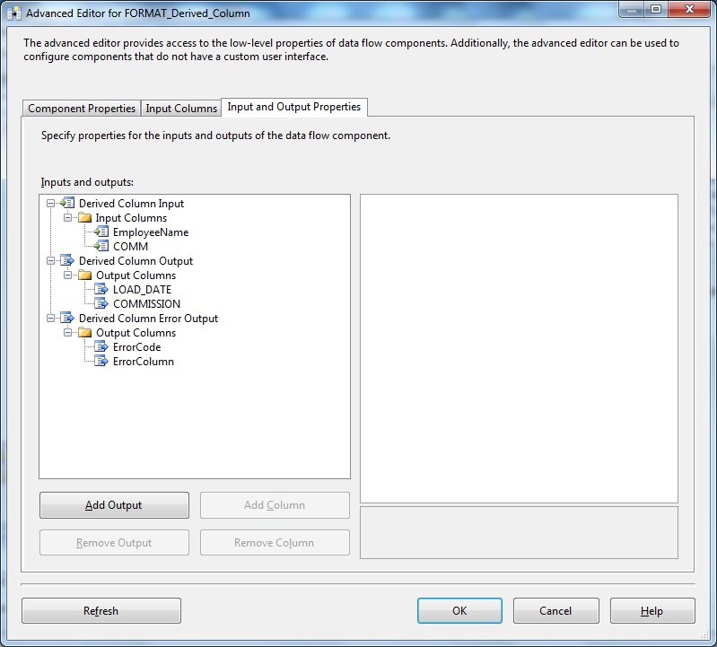 Derived Column Advanced Editor- Input & Output Properties