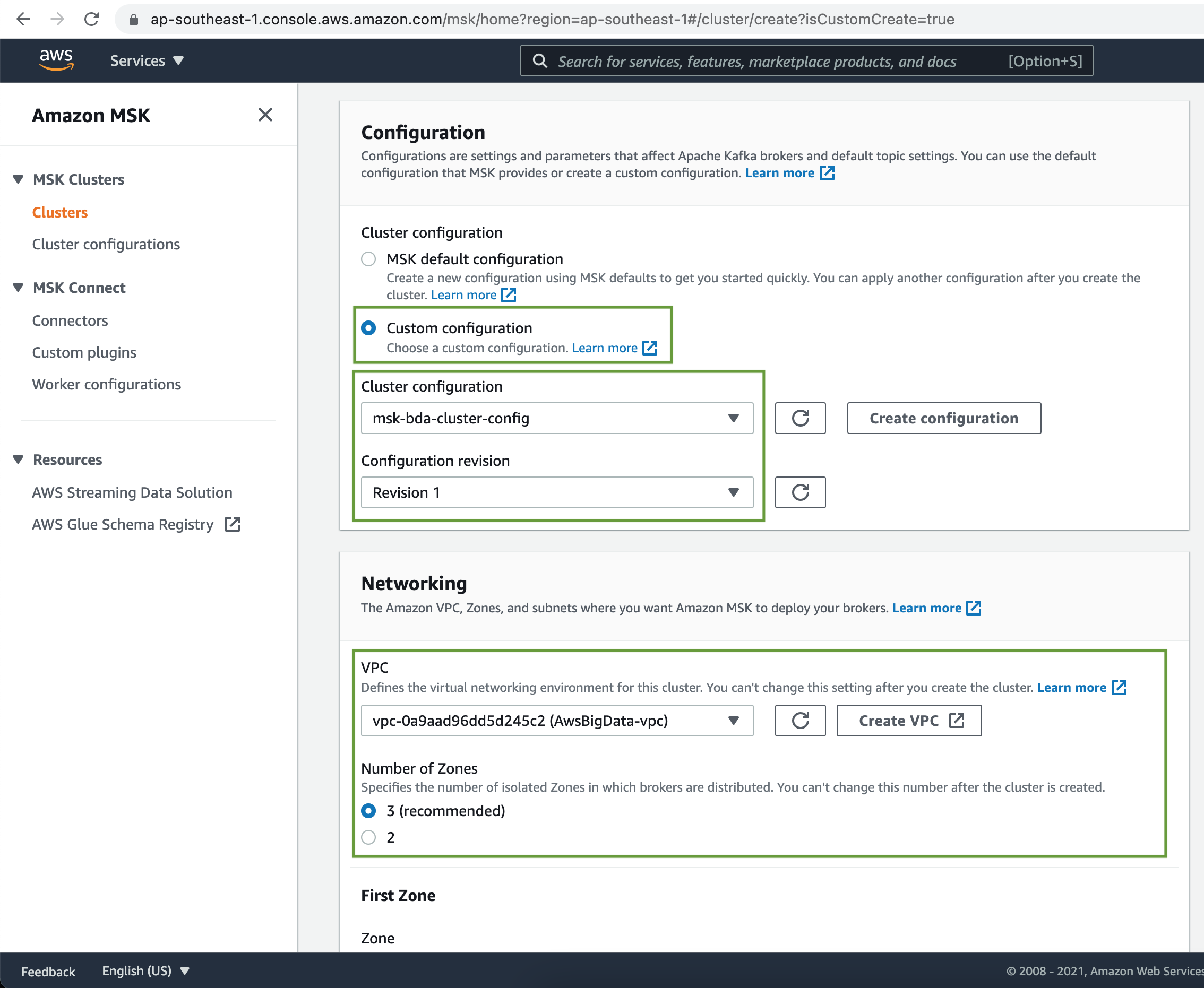 MSK Cluster Custom Configuration