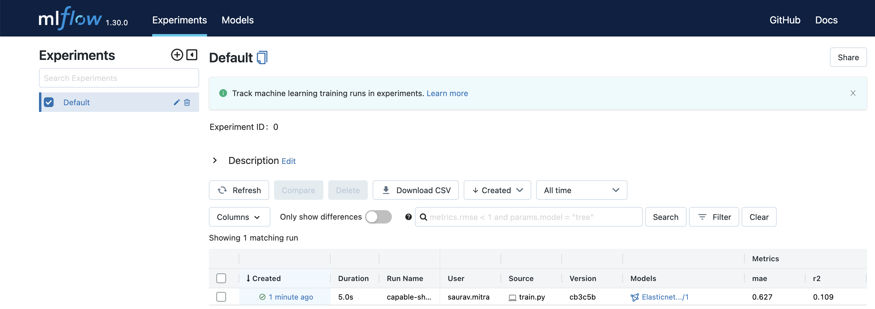 MLflow Training Runs<br>