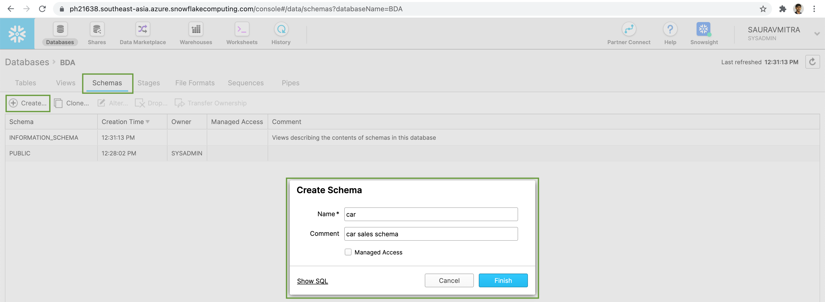 Snowflake Database Schema