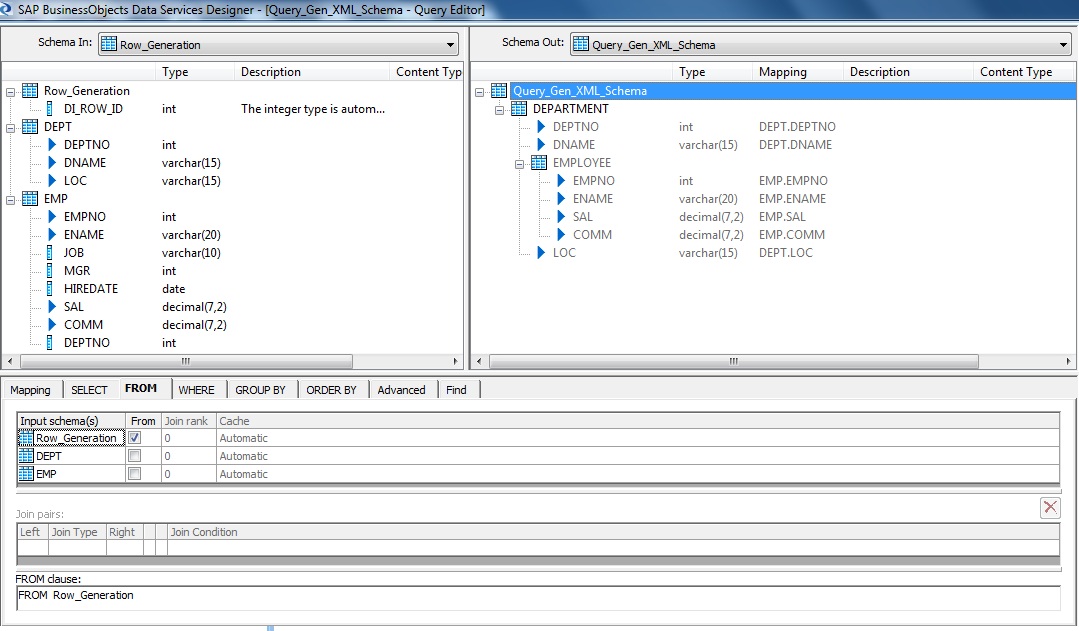 Query Transform- Row_Generation Input Schema