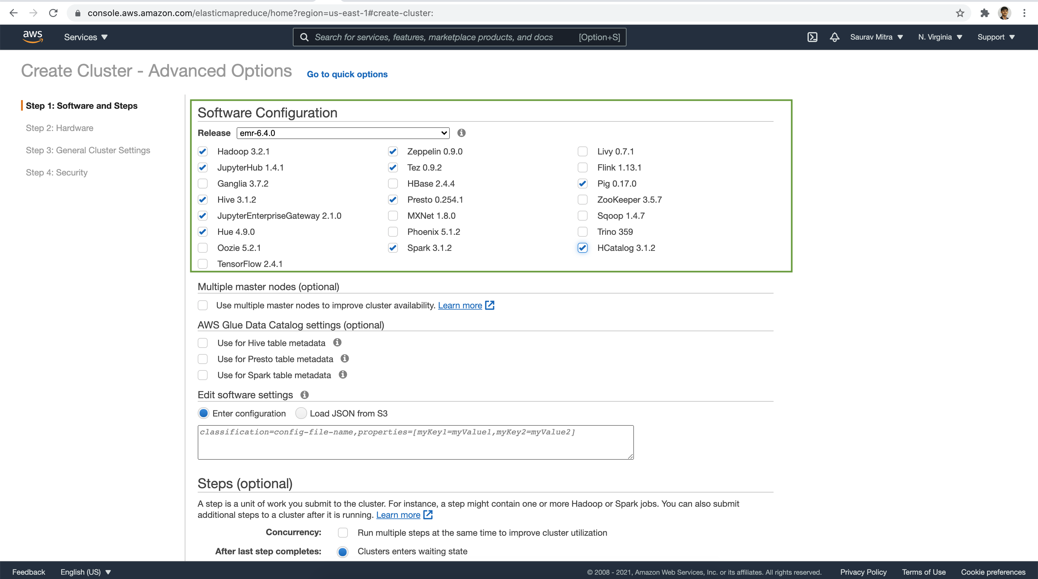 EMR big-data frameworks