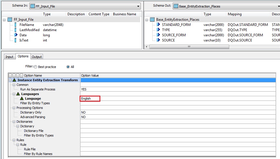 Base_EntityExtraction Transform Options