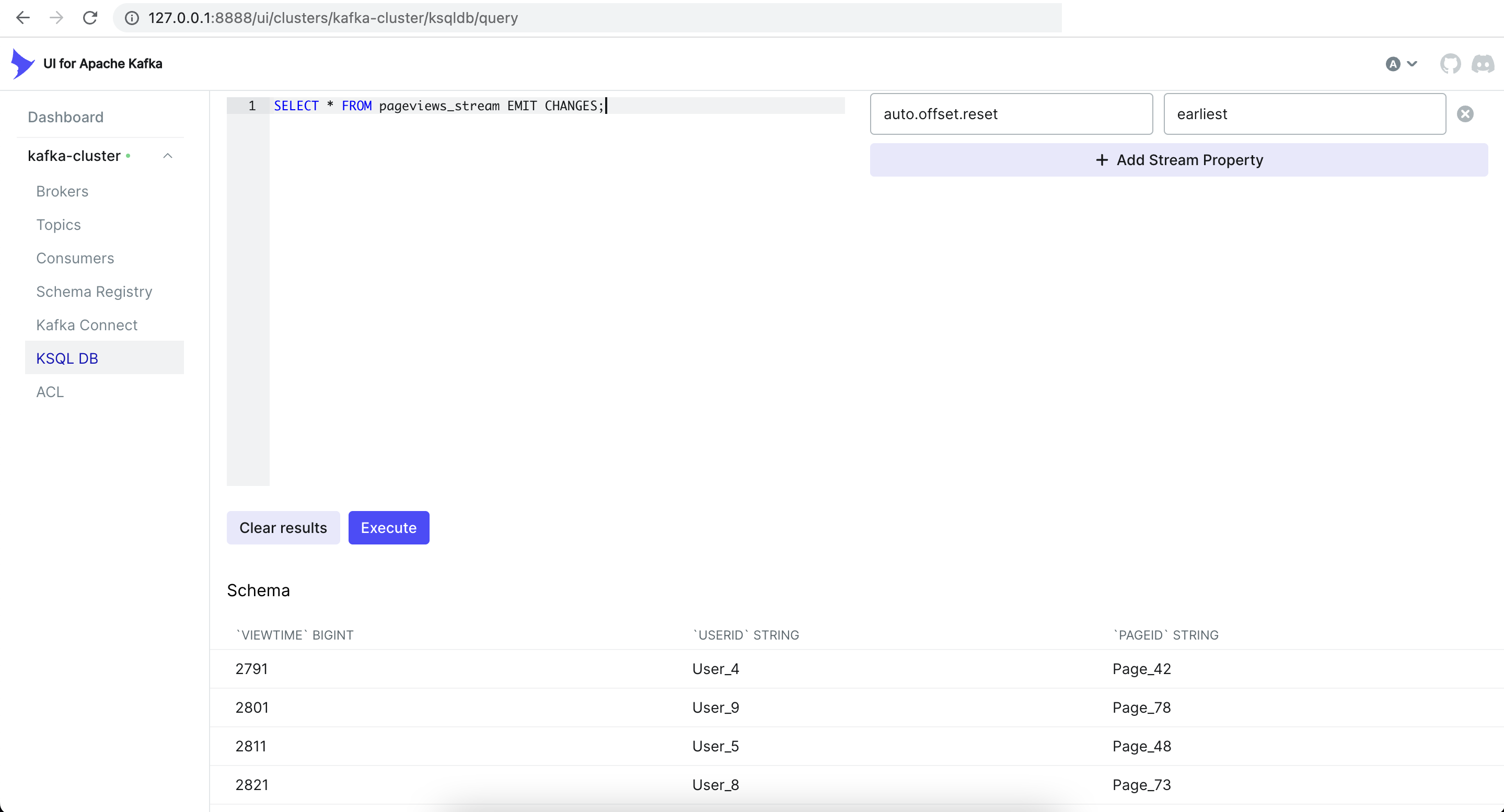 ksqlDB Stream Preview<br>