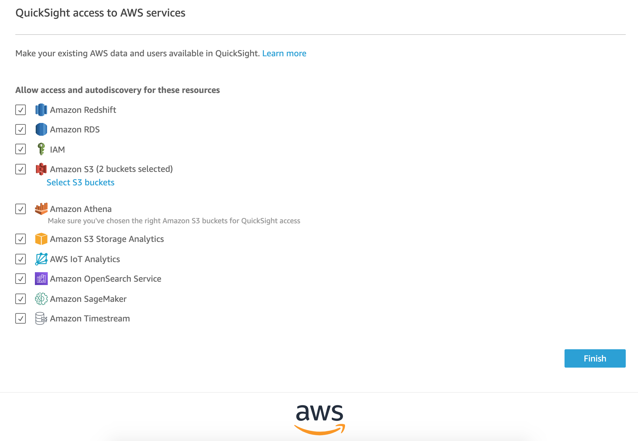  QuickSight Access to AWS Services