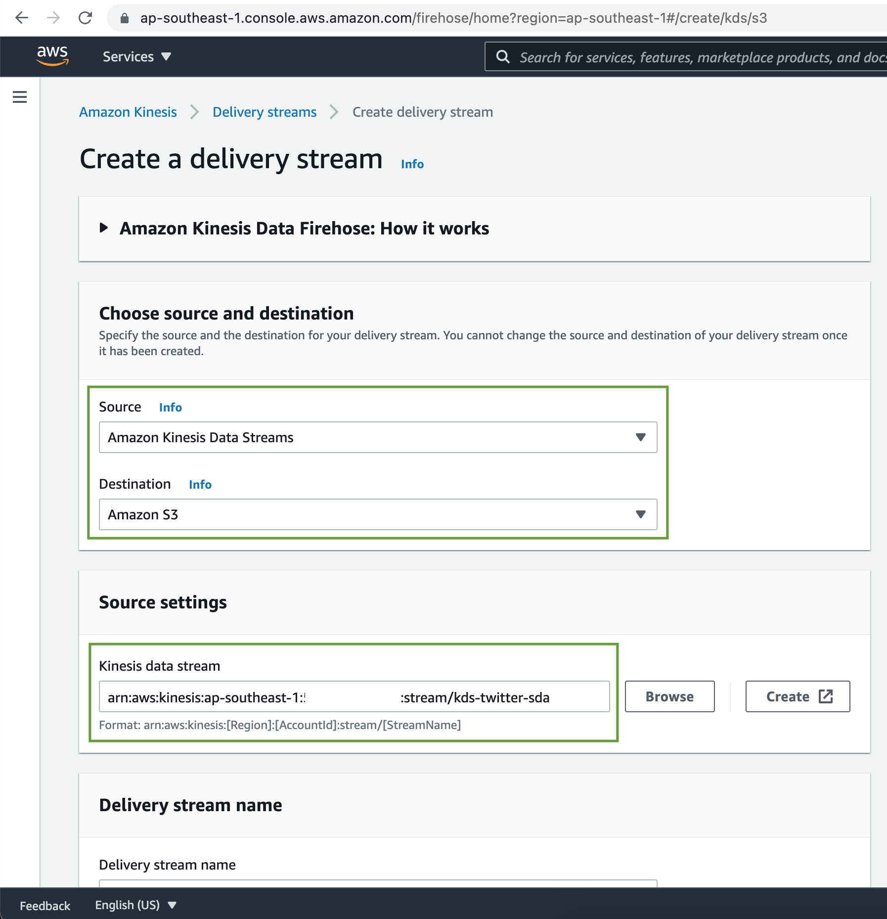 Kinesis Delivery Stream Setup