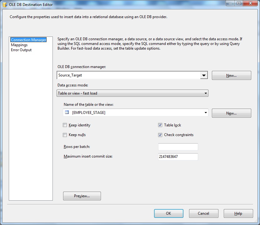OLEDB Target- Connection Manager