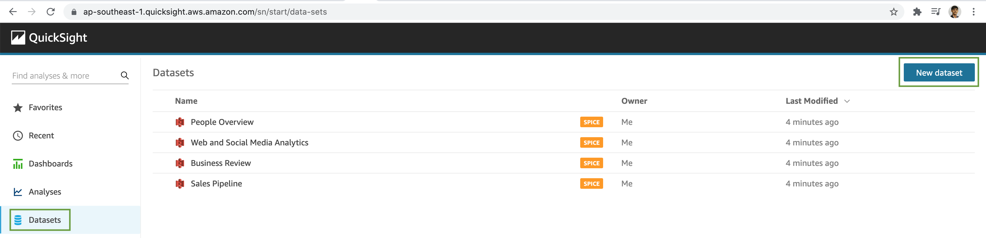 QuickSight Datasets