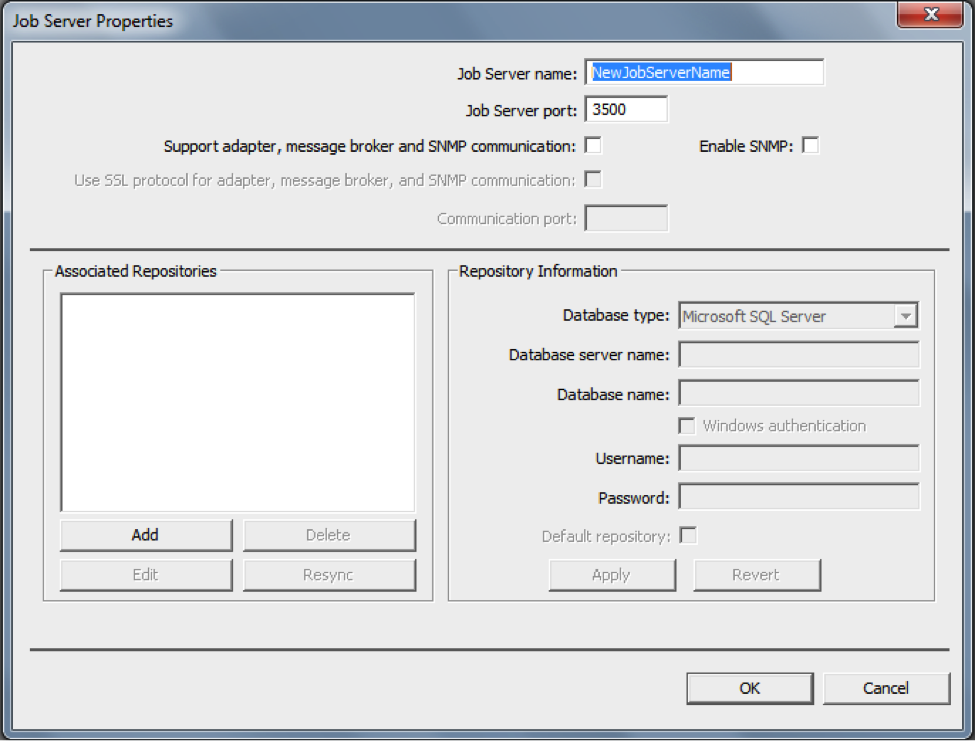 Figure 2.6 Job Server Properties