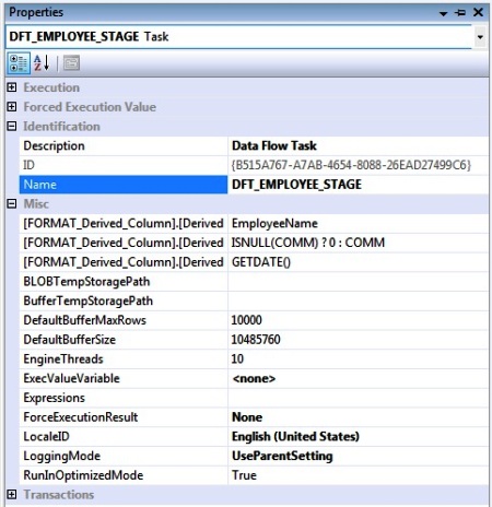 Data Flow Task- Properties