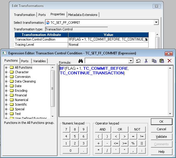 Transaction Control Transformation