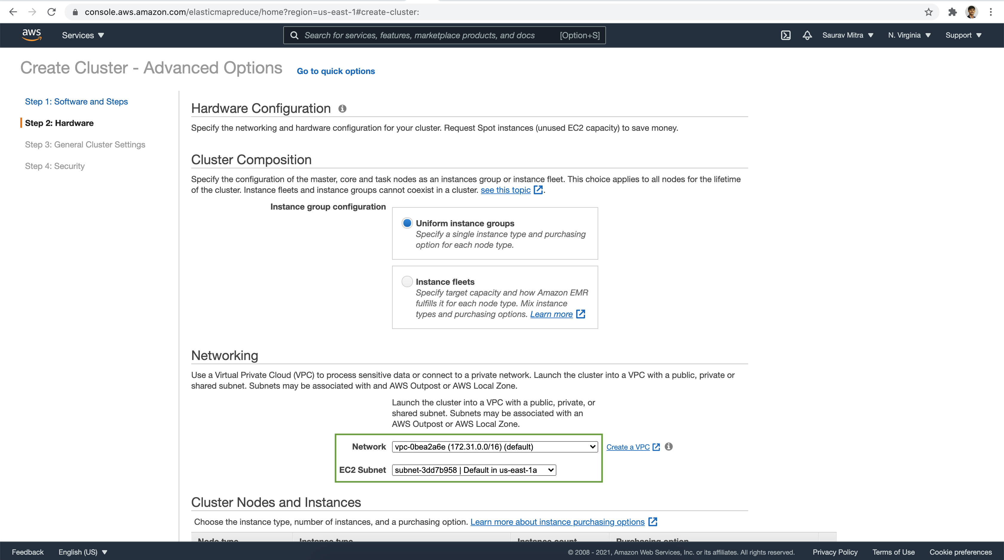 AWS VPC & Subnet for EMR Cluster