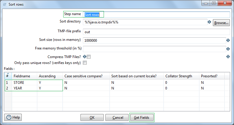 Sort rows