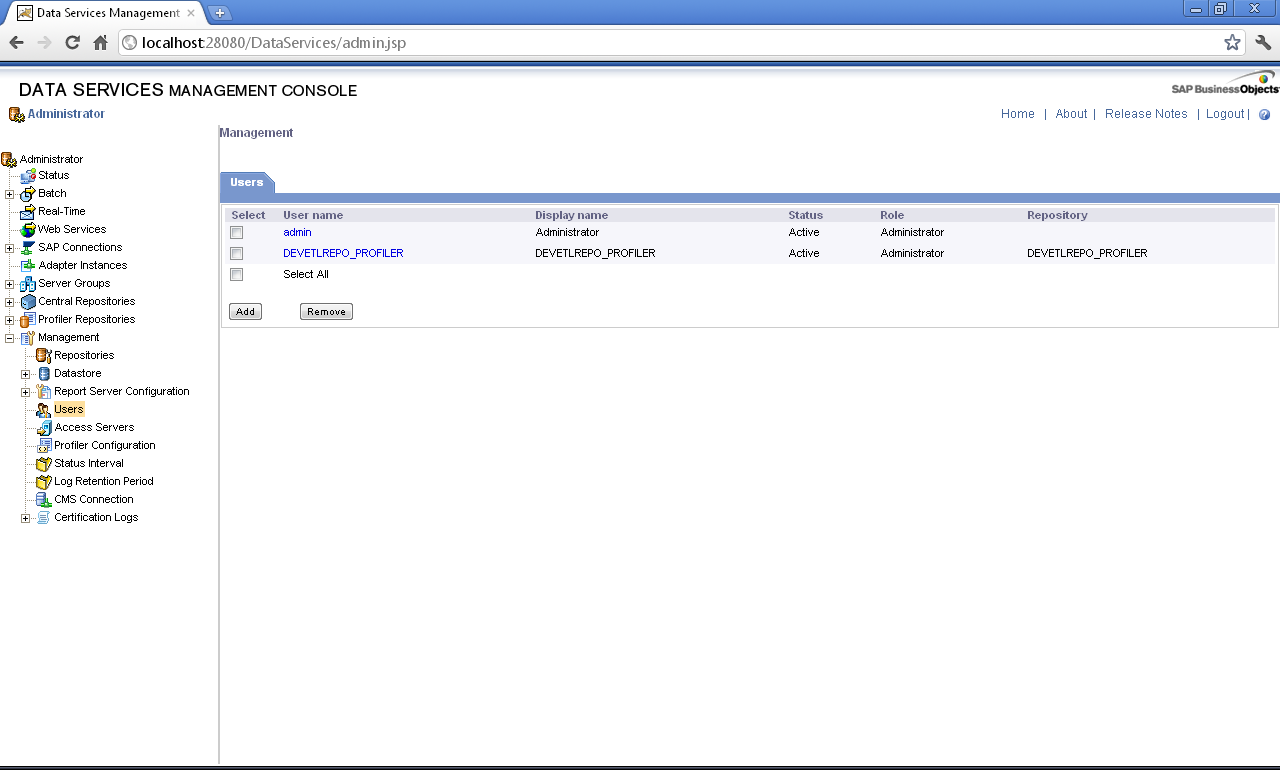 Profiler Repository User Created Successfully