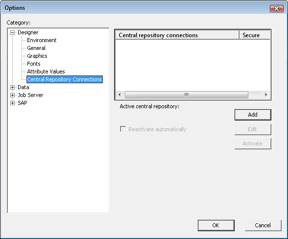 Central Repository Connections