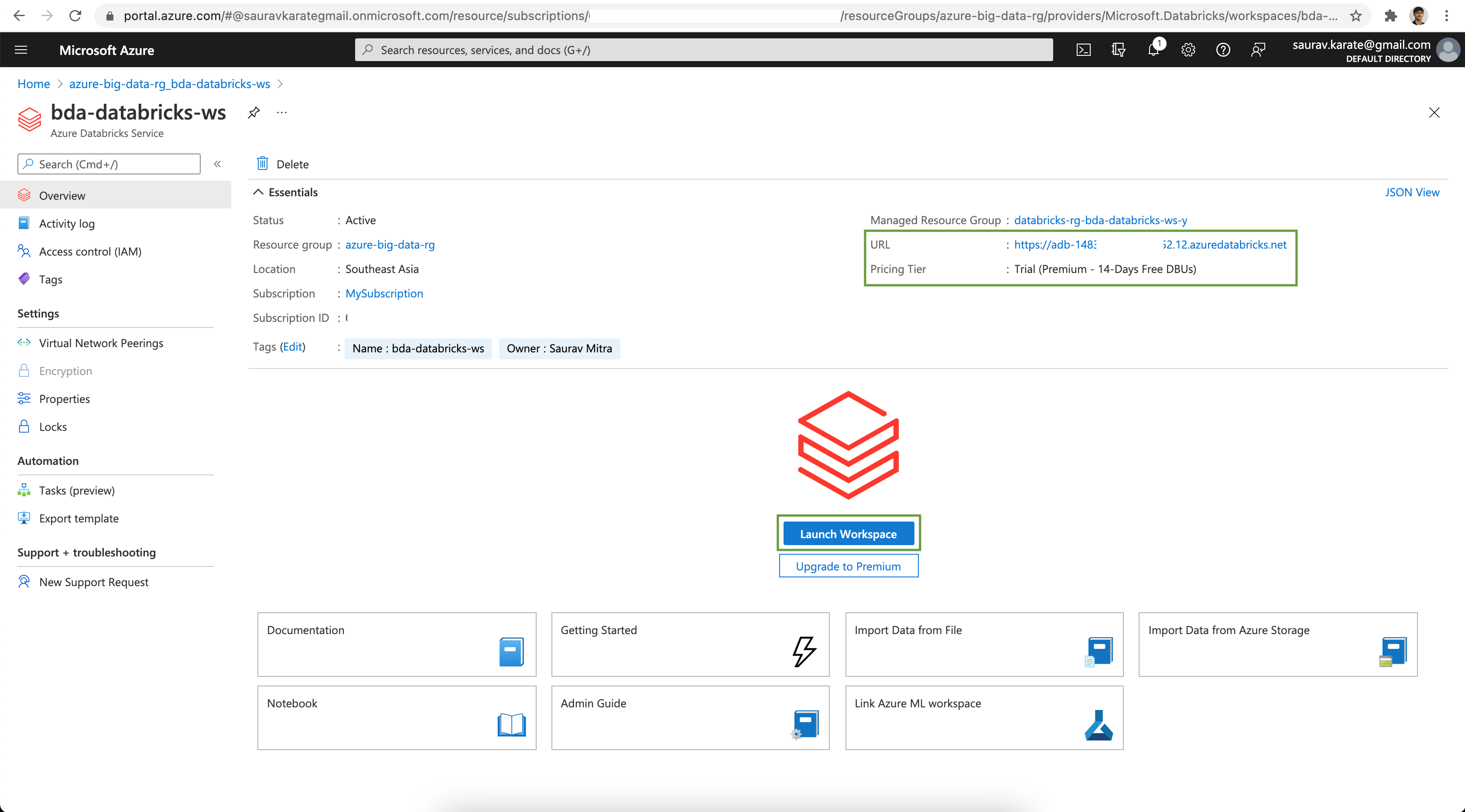 Azure Databricks Workspace