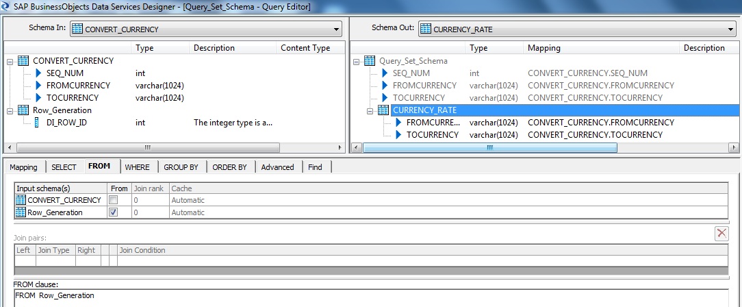 Query Transform- New Output Schema (Make Current)