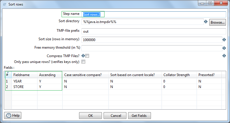 Sort rows