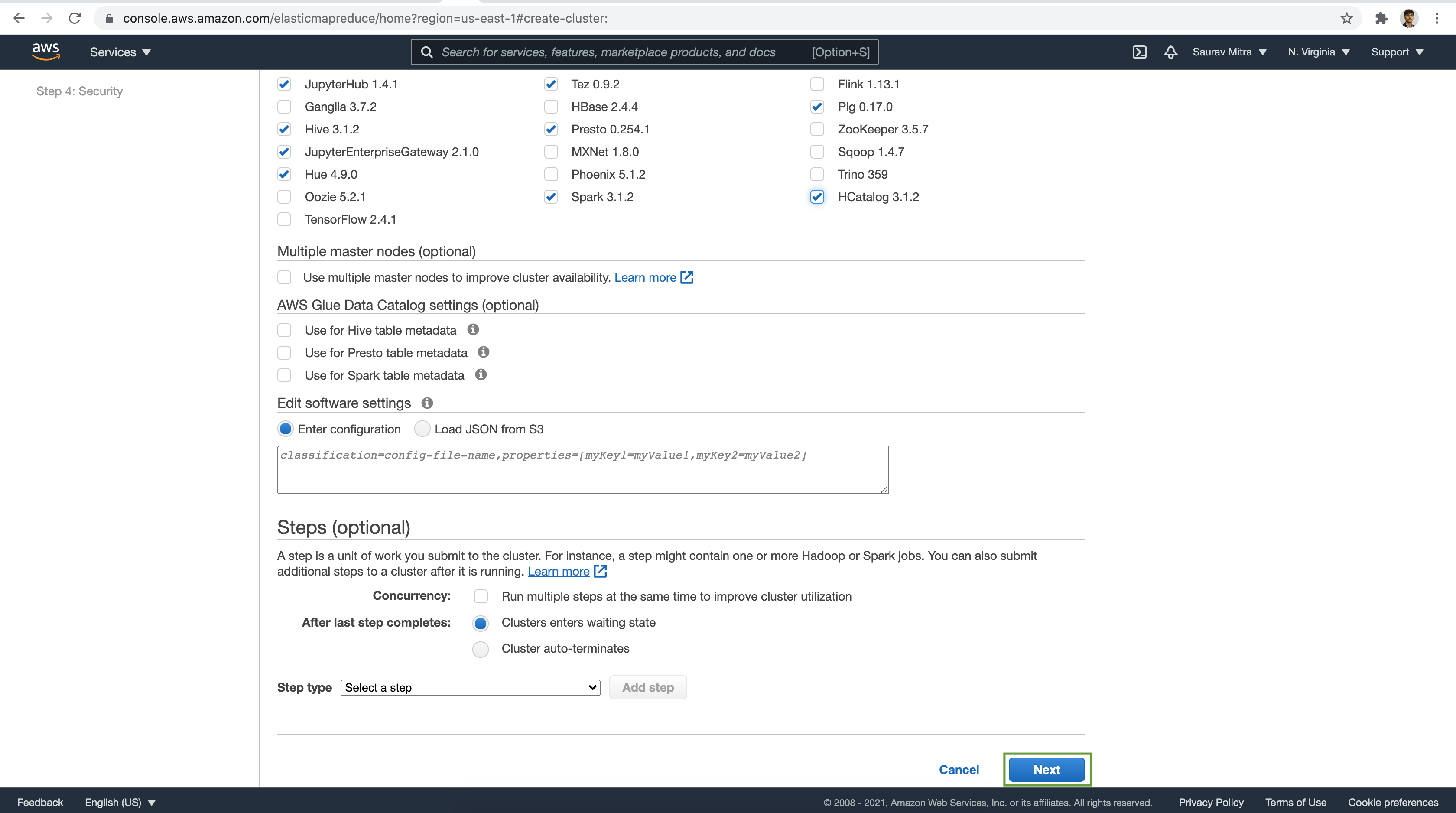 EMR Cluster Steps