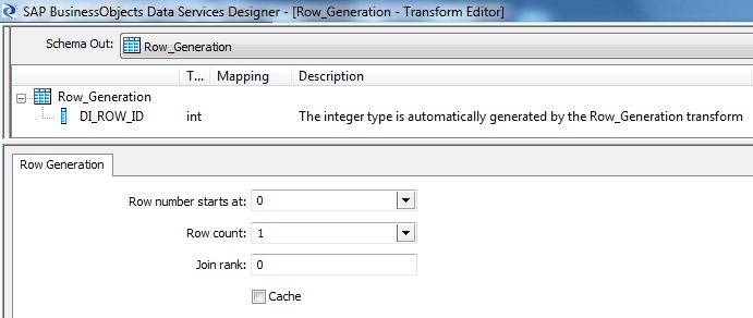 Row Generation Transform- Properties