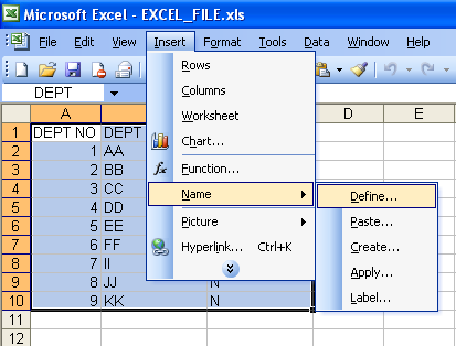 Define Excel Range