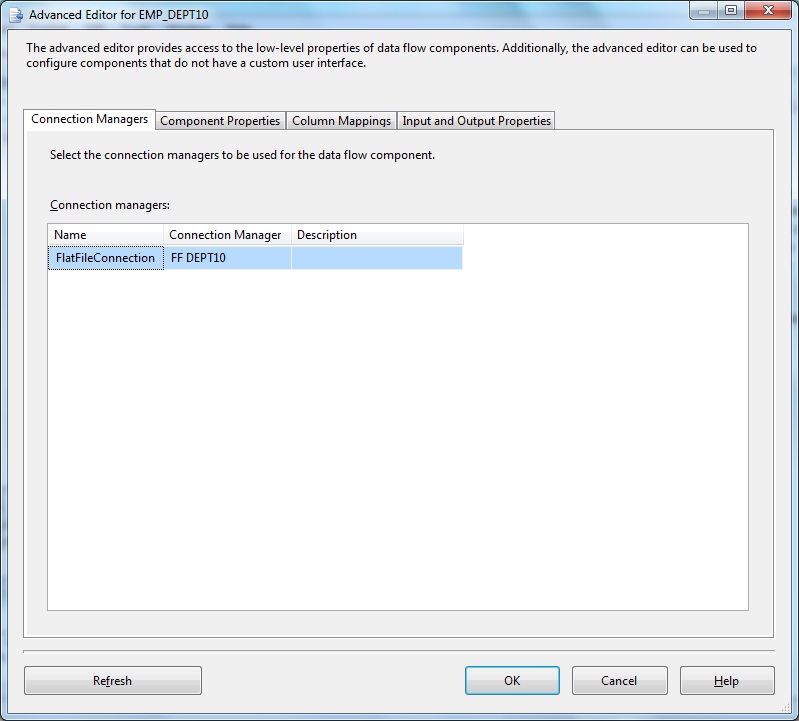Flat File Destination Advanced Editor- Connection Managers