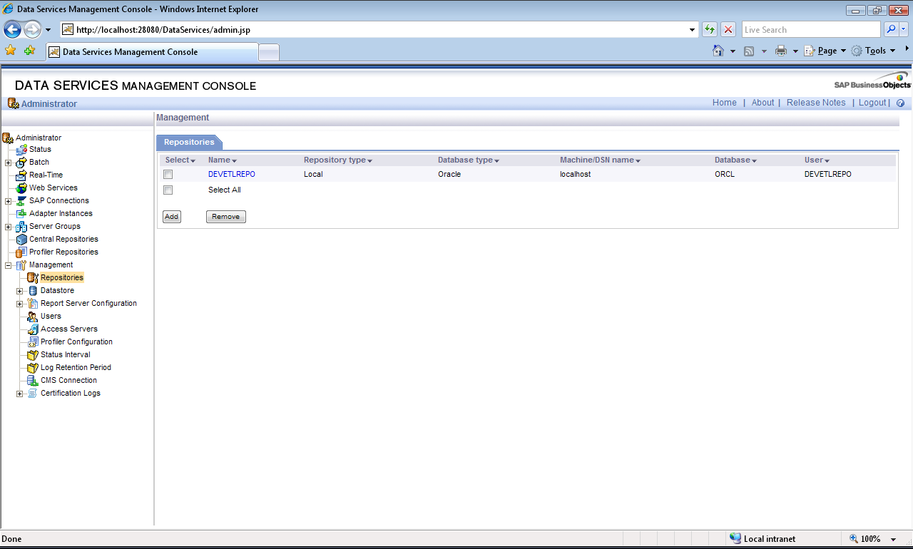 Management Console Local Repository